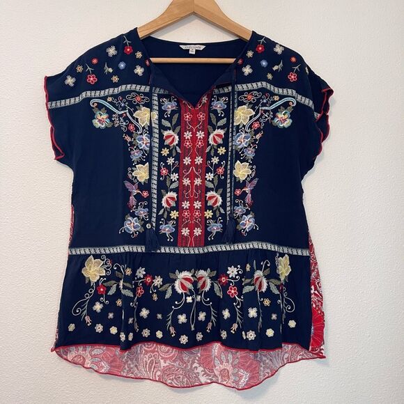 John Mark Embroidered Floral Blouse Size Small - Picture 1 of 12
